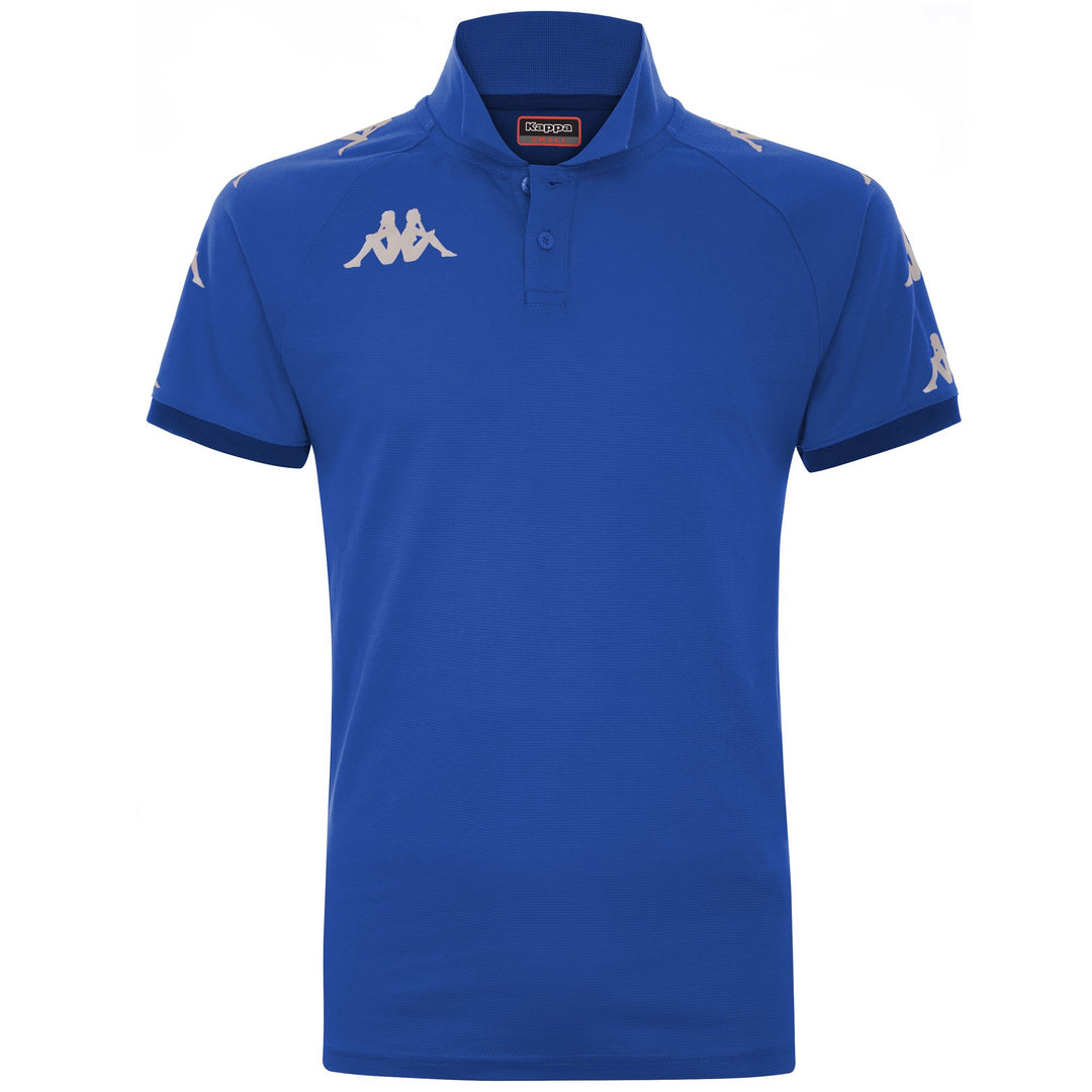 Blue Men's Slim Fit Polo Shirt in Textured Cotton for Soccer 01