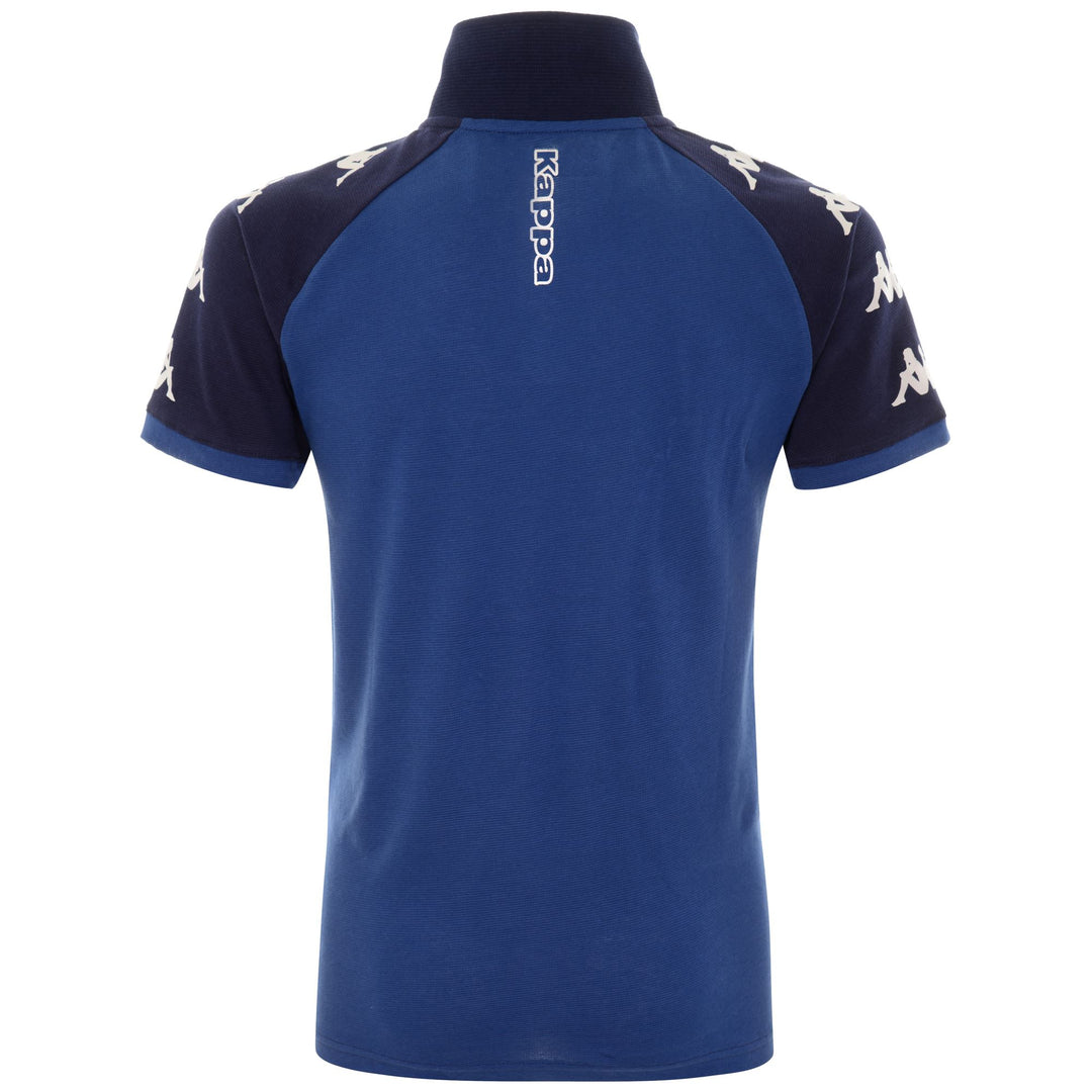 Polo azul de algodón de corte ajustado para hombre, ideal para jugar al fútbol. main
