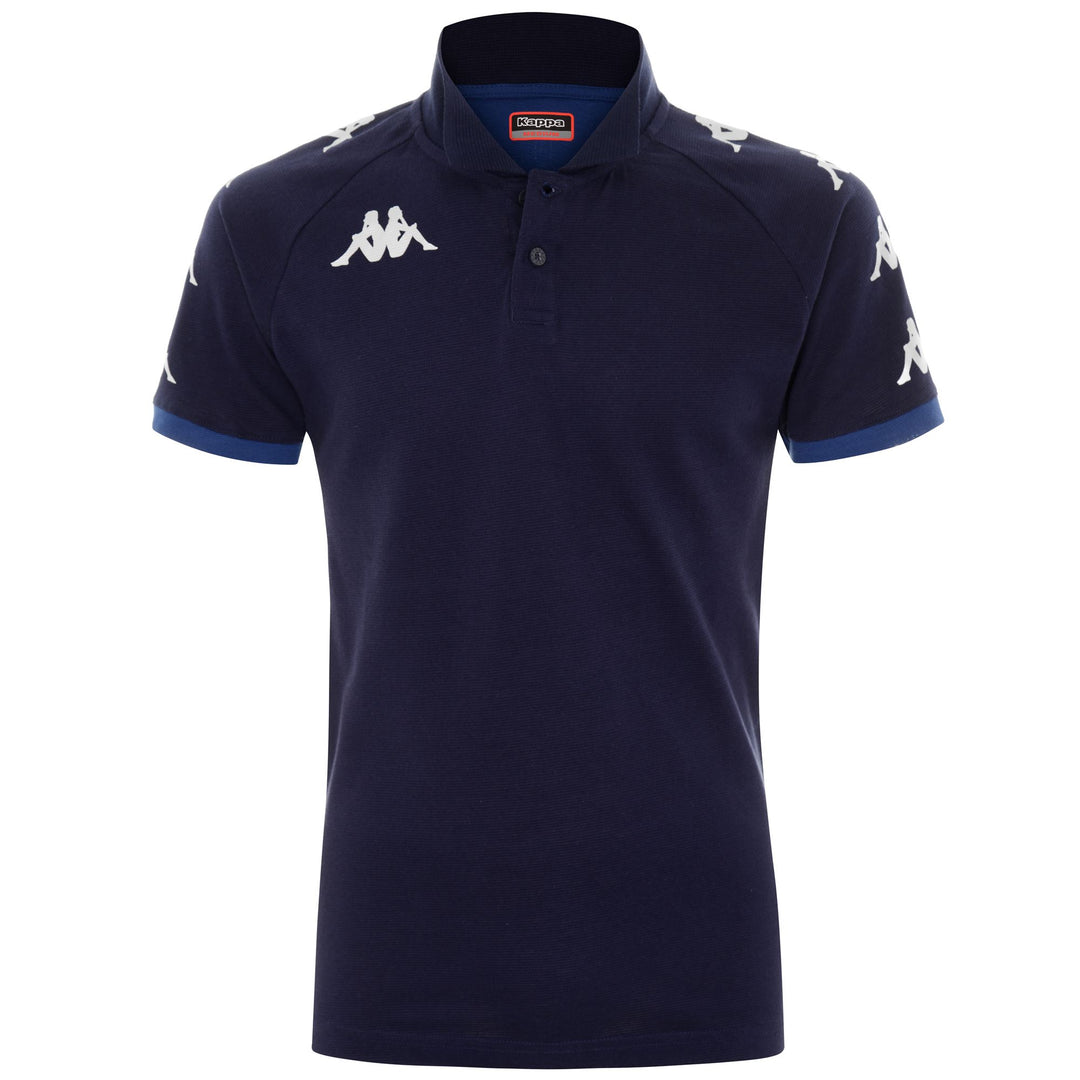 Polo azul de algodón de corte ajustado para hombre, ideal para jugar al fútbol. main