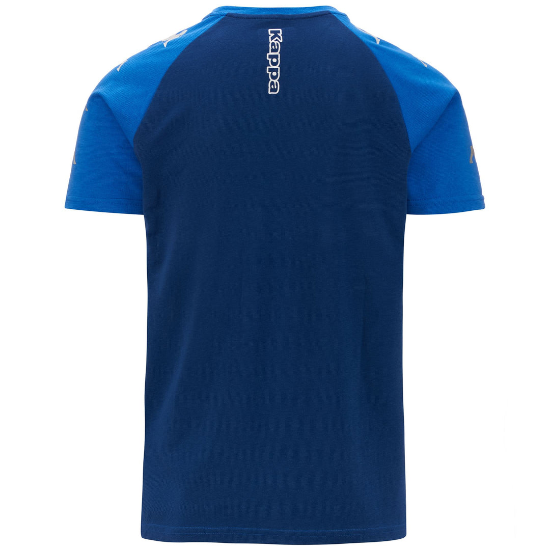 T-shirt de football bleu pour homme, coupe classique, en jersey main