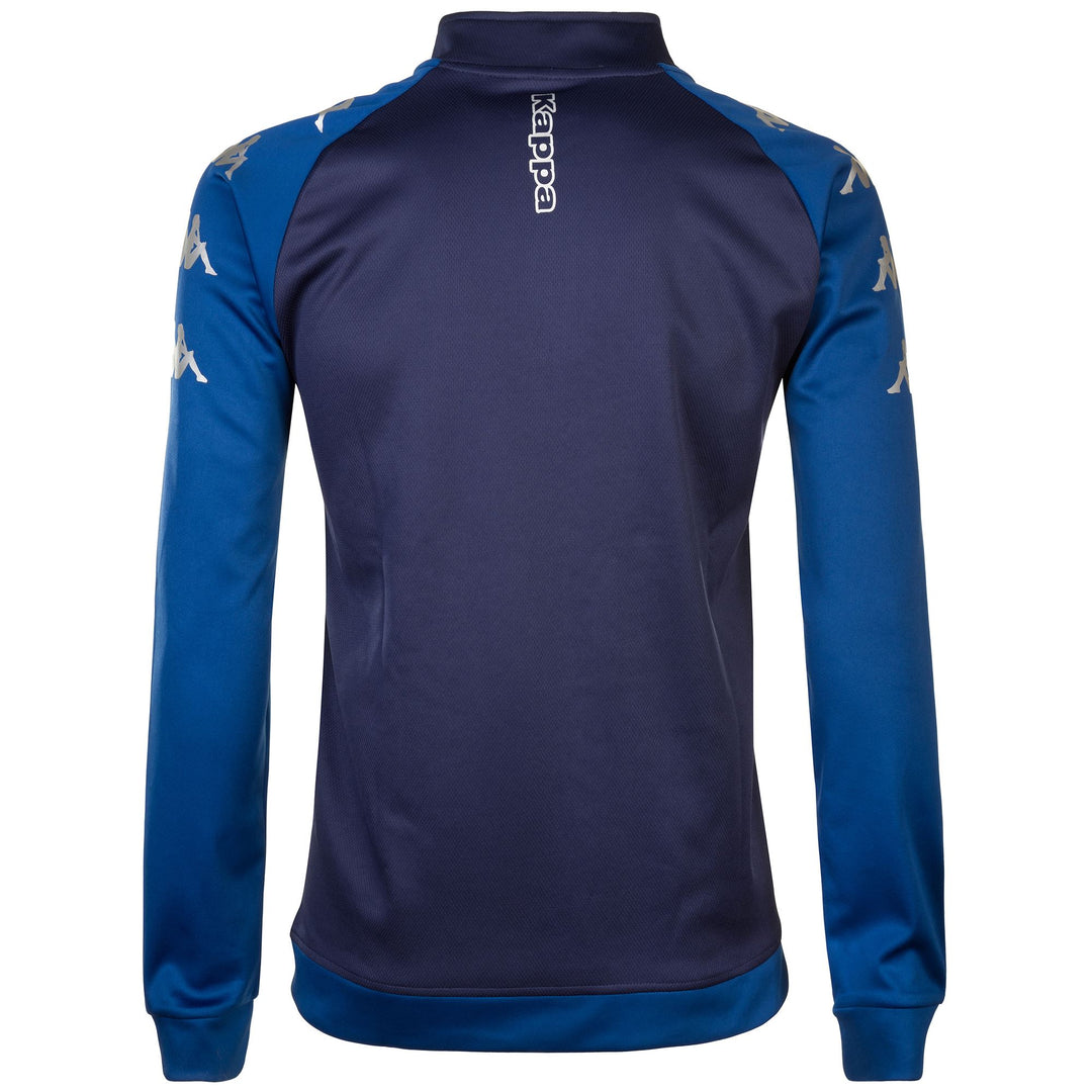 Pull d'entraînement de football bleu pour homme, coupe ajustée, en tissu mesh collé main
