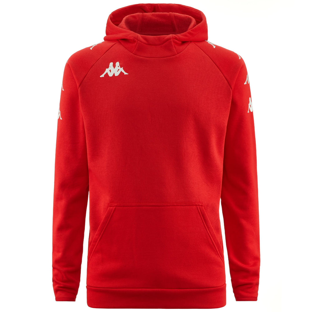 Red Men's Hooded Fleece Jumper with Kangaroo Pocket 01