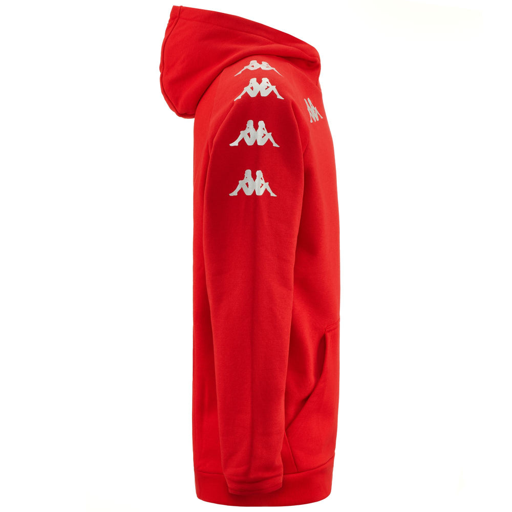 Red Men's Hooded Fleece Jumper with Kangaroo Pocket 02