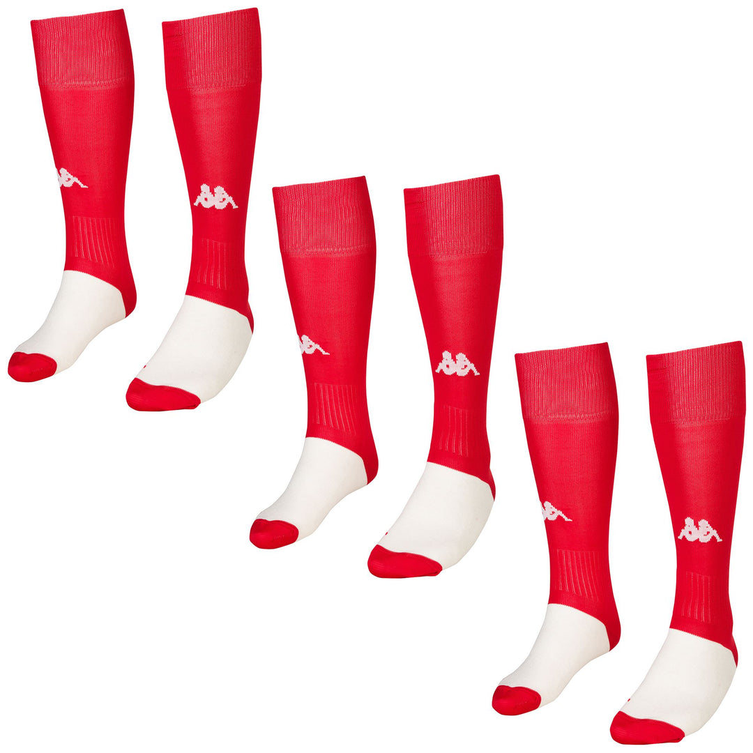 Calcetines altos hasta la rodilla de fútbol para hombre de color rojo chino. 01