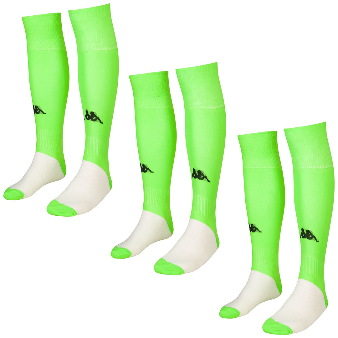 Calcetines de fútbol hasta la rodilla para hombre, color verde fluorescente (paquete de 3) 01