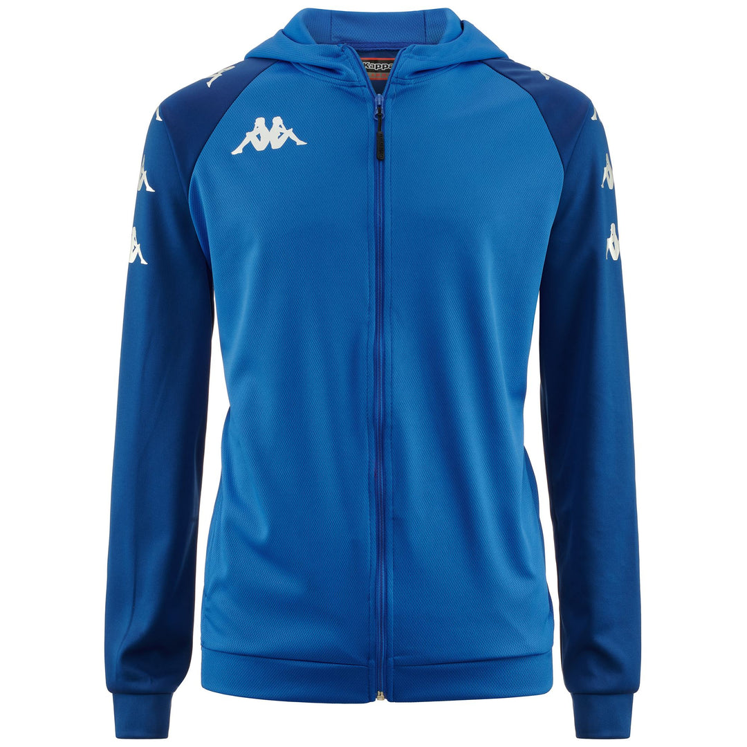 Chaqueta polar de fútbol azul zafiro con capucha para hombre 01