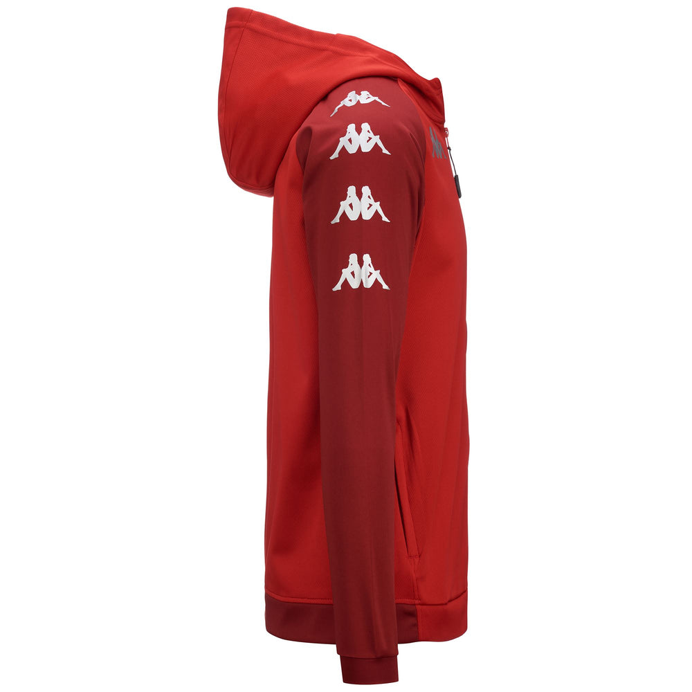 Red Men's Slim Fit Hoodie in Bonded Mesh Fabric for Soccer 02