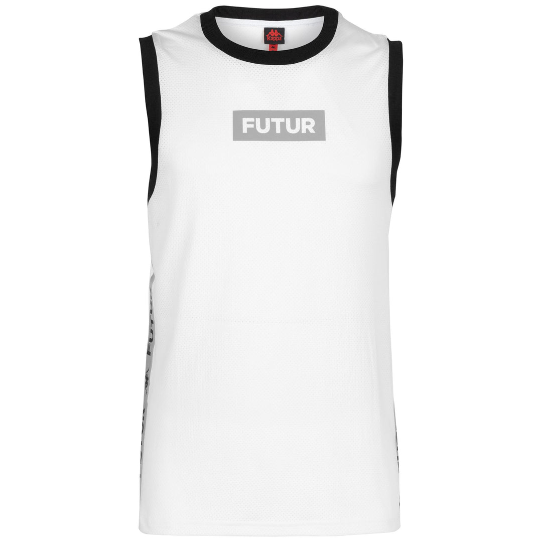 White Unisex Basketball Mesh Tank Top with Reflective Branding 01