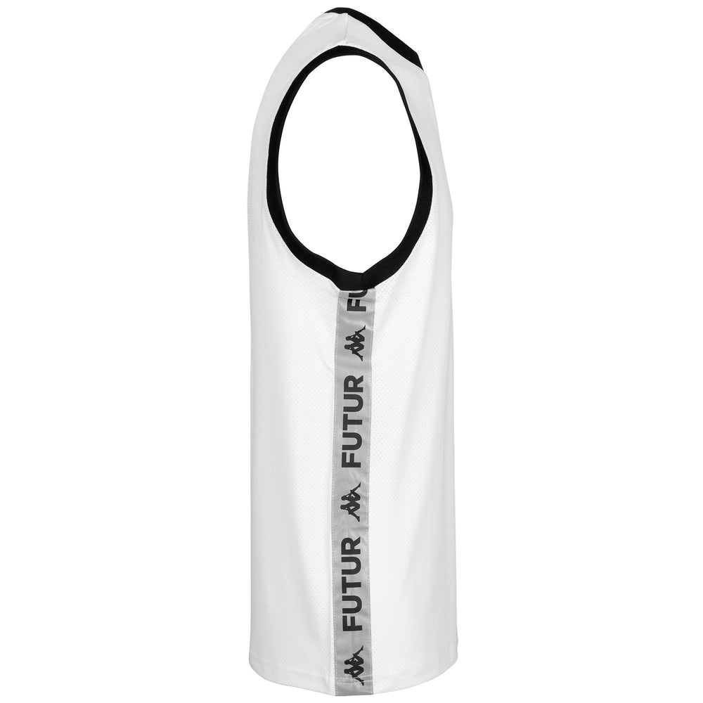 White Unisex Basketball Mesh Tank Top with Reflective Branding 02