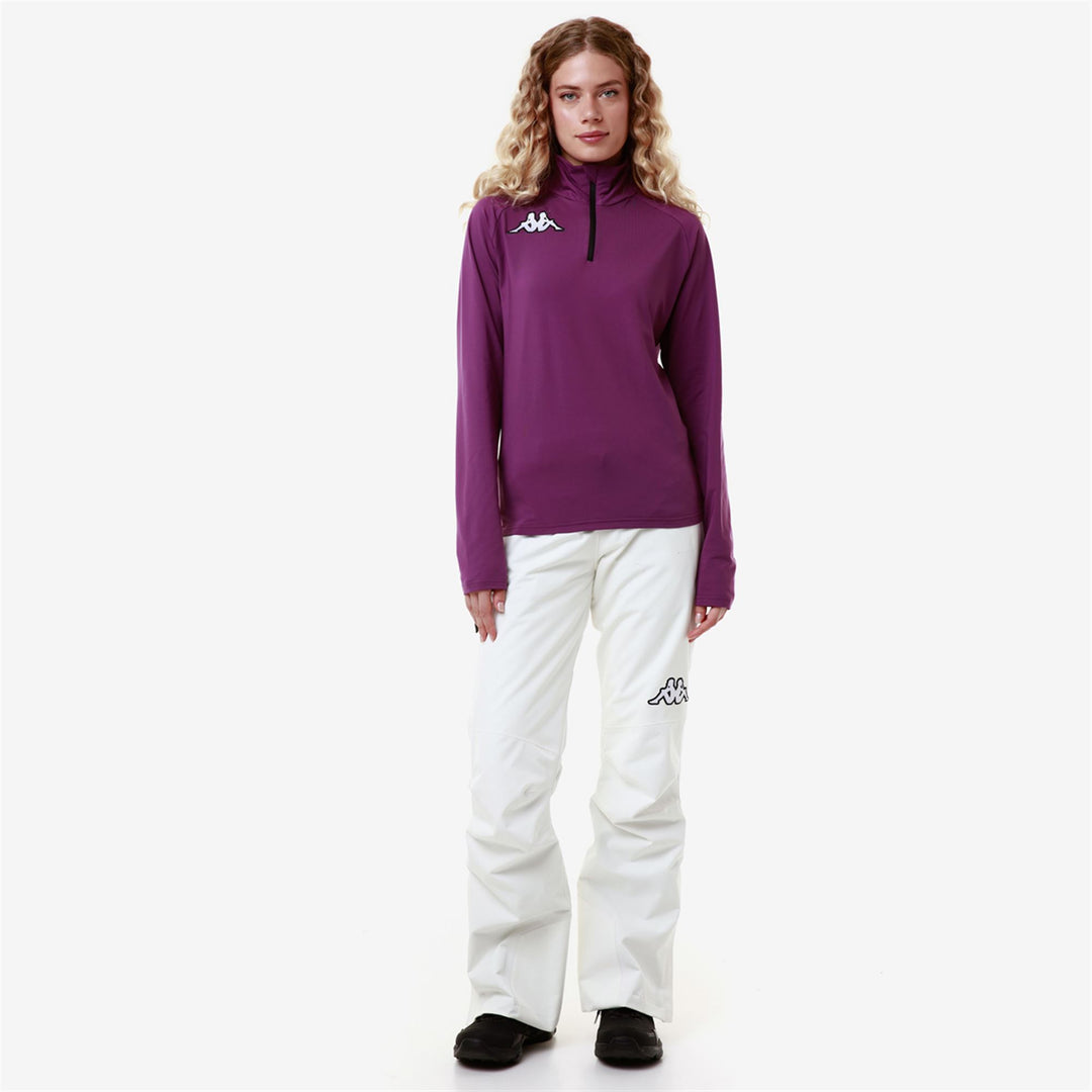 Pull de ski unisexe violet en microfibre polaire coupe ajustée 01