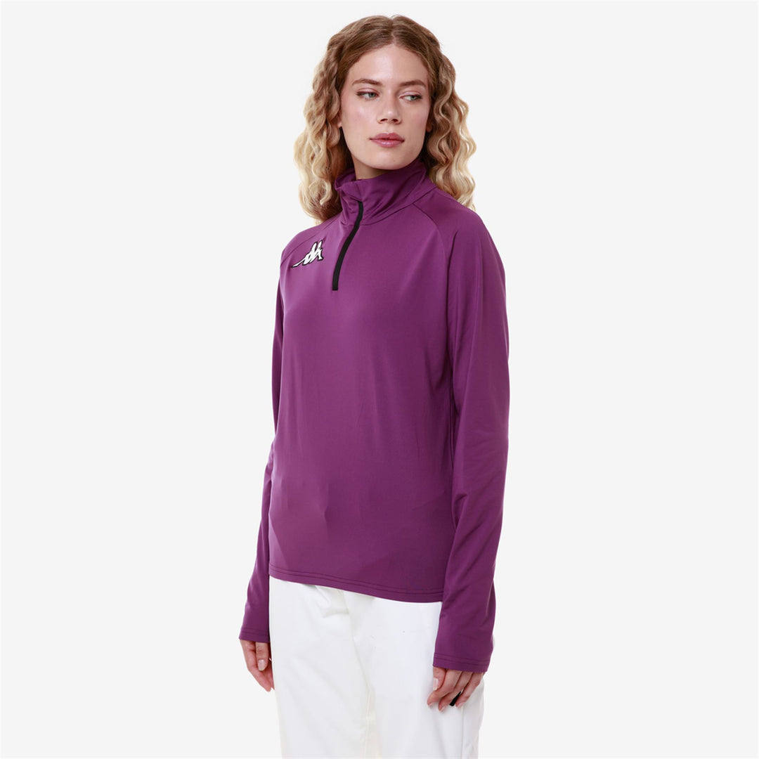 Pull de ski unisexe violet en microfibre polaire coupe ajustée main