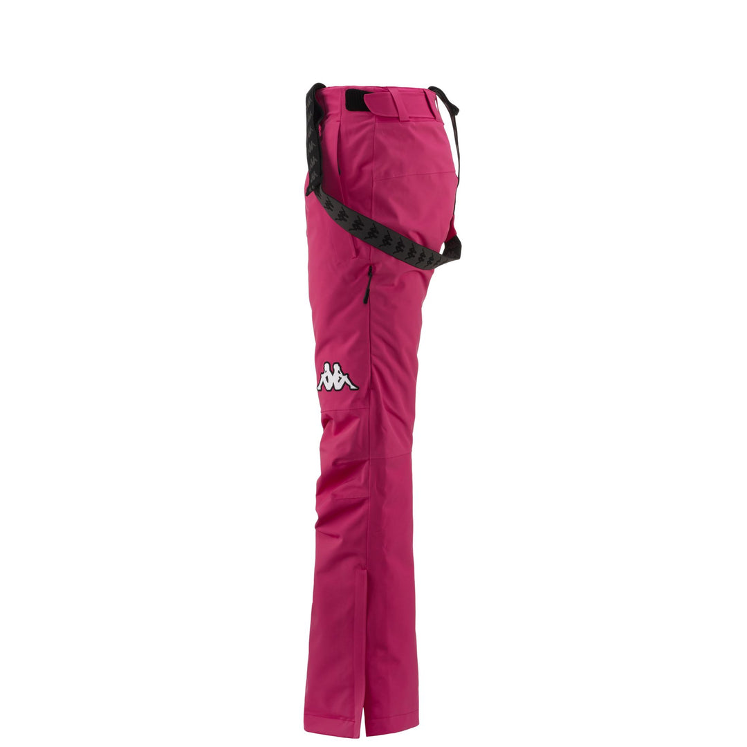 Pantalon de ski imperméable rembourré coupe slim pour femme, couleur fuchsia main