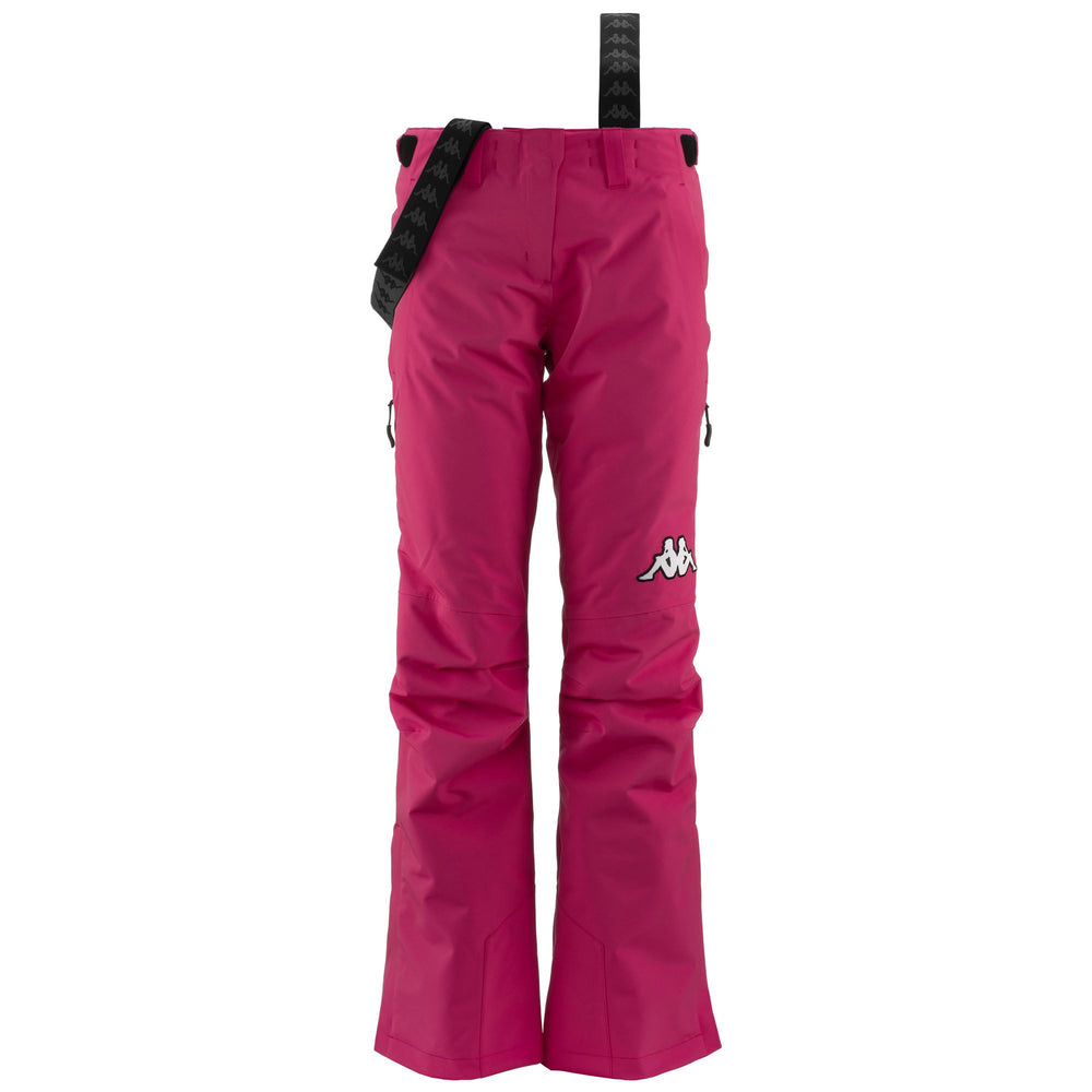 Pantaloni da sci imbottiti e impermeabili slim fit da donna colore fucsia 02