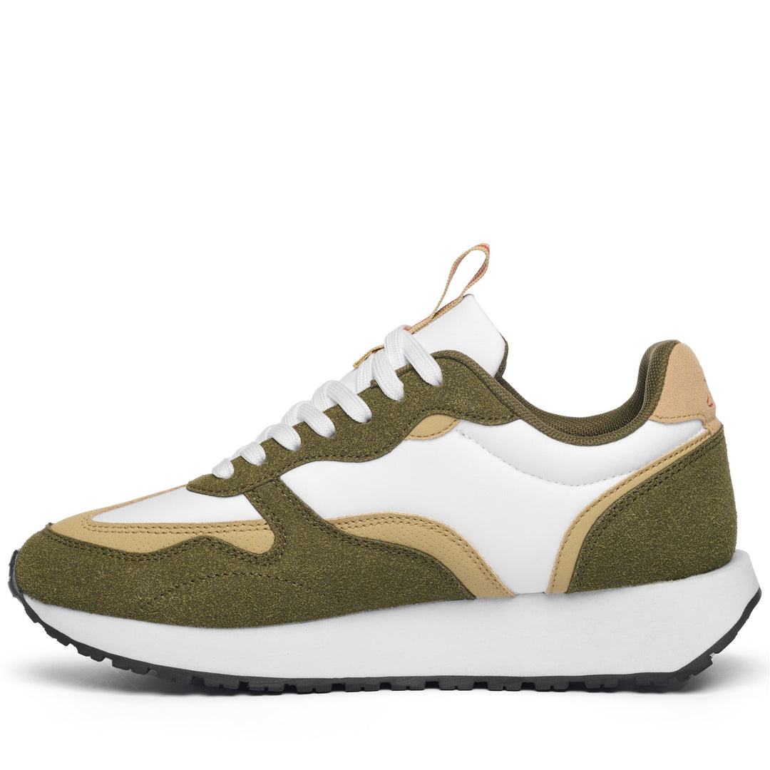 Sneakers basse da uomo bianche e verdi con suola in gomma main