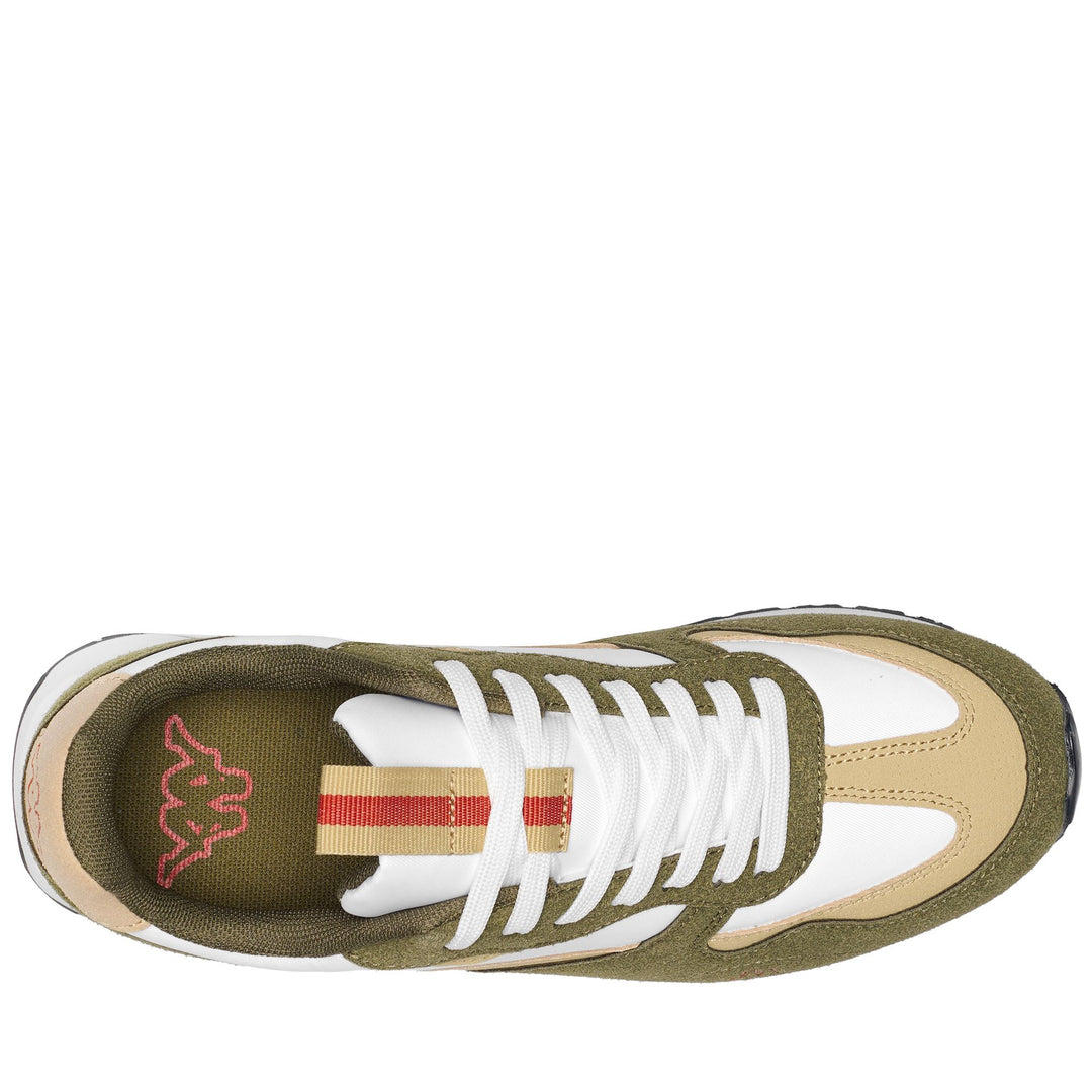 Sneakers basse da uomo bianche e verdi con suola in gomma main