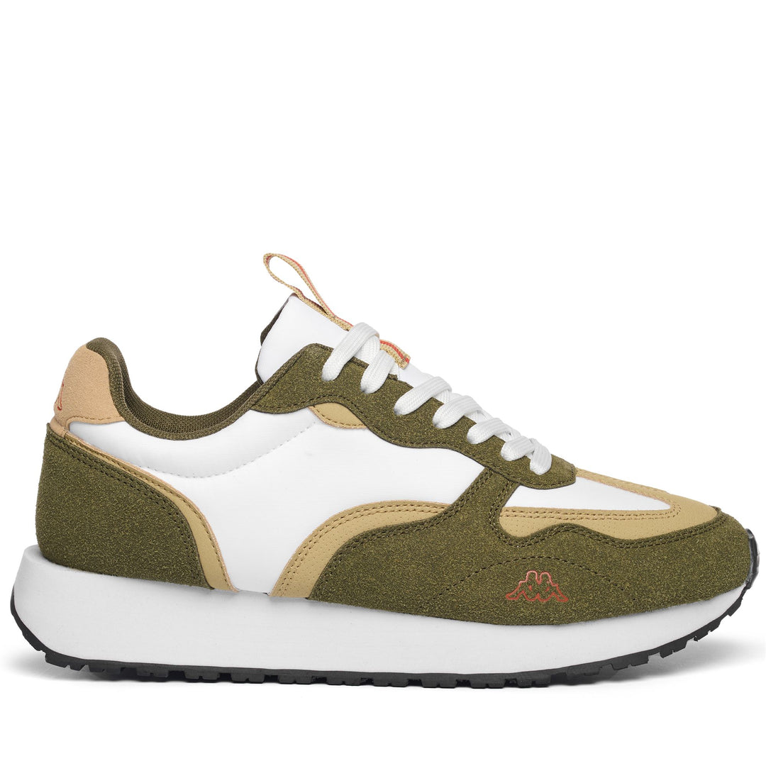 Sneakers basse da uomo bianche e verdi con suola in gomma main