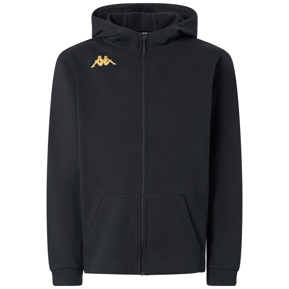Black Men's Football Fleece Hoodie with Full Zip and Pockets 02