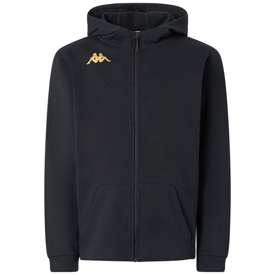 Sudadera con capucha de fútbol negra para hombre, con cremallera completa y bolsillos main