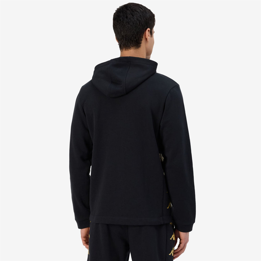 Sudadera con capucha de fútbol negra para hombre, con cremallera completa y bolsillos main