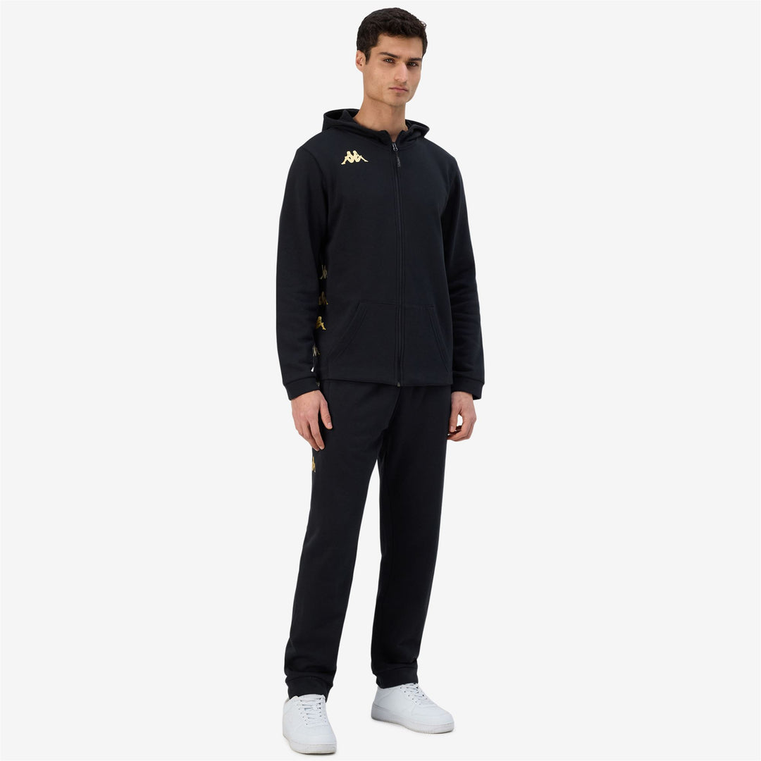 Black Men's Football Fleece Hoodie with Full Zip and Pockets 01