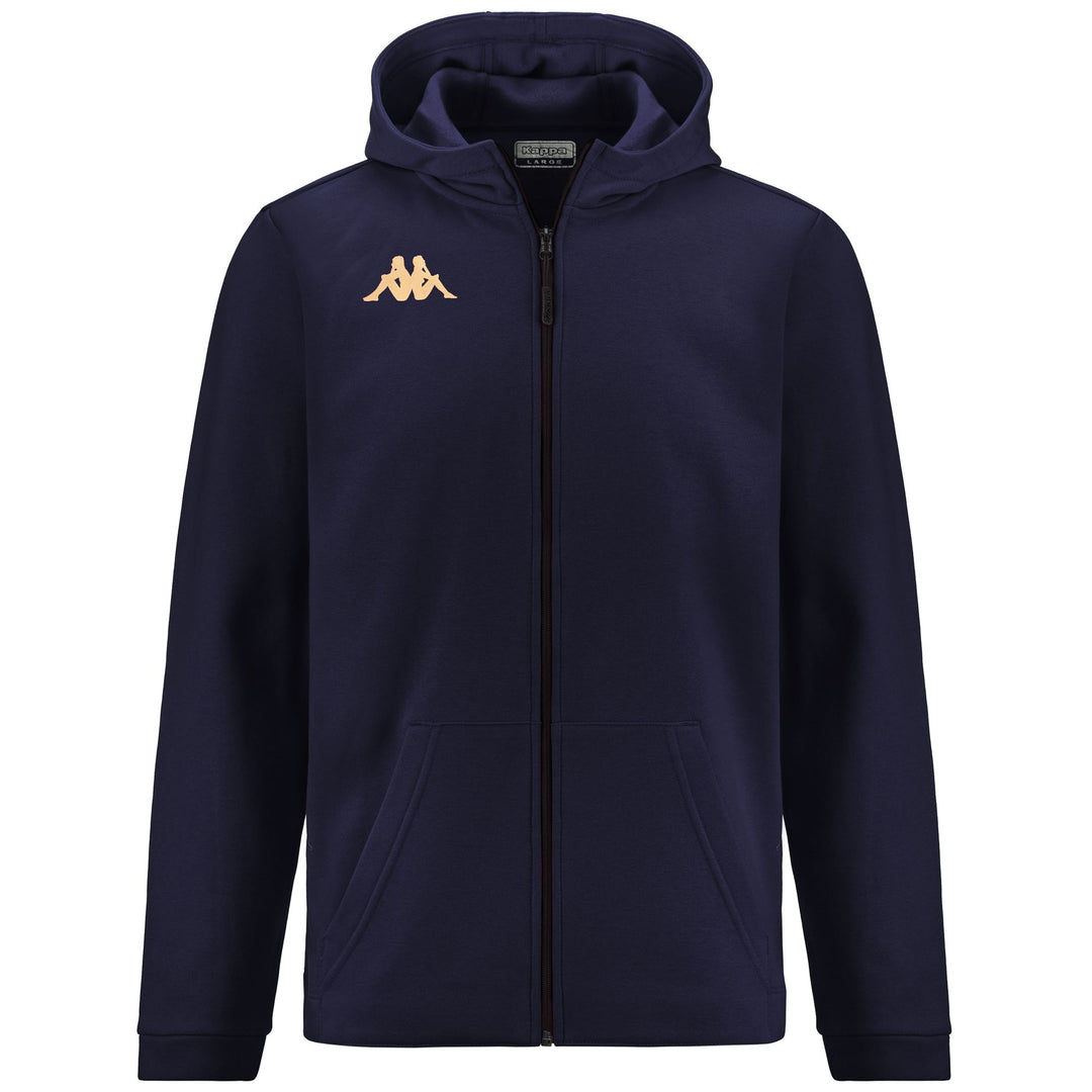 Sudadera con capucha azul de fútbol Slim Fit para hombre con cremallera 01