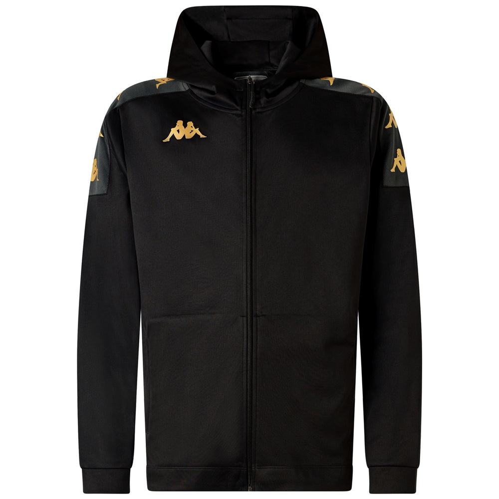 Black Grey Men's Football Fleece Hoodie with Full Zip 02