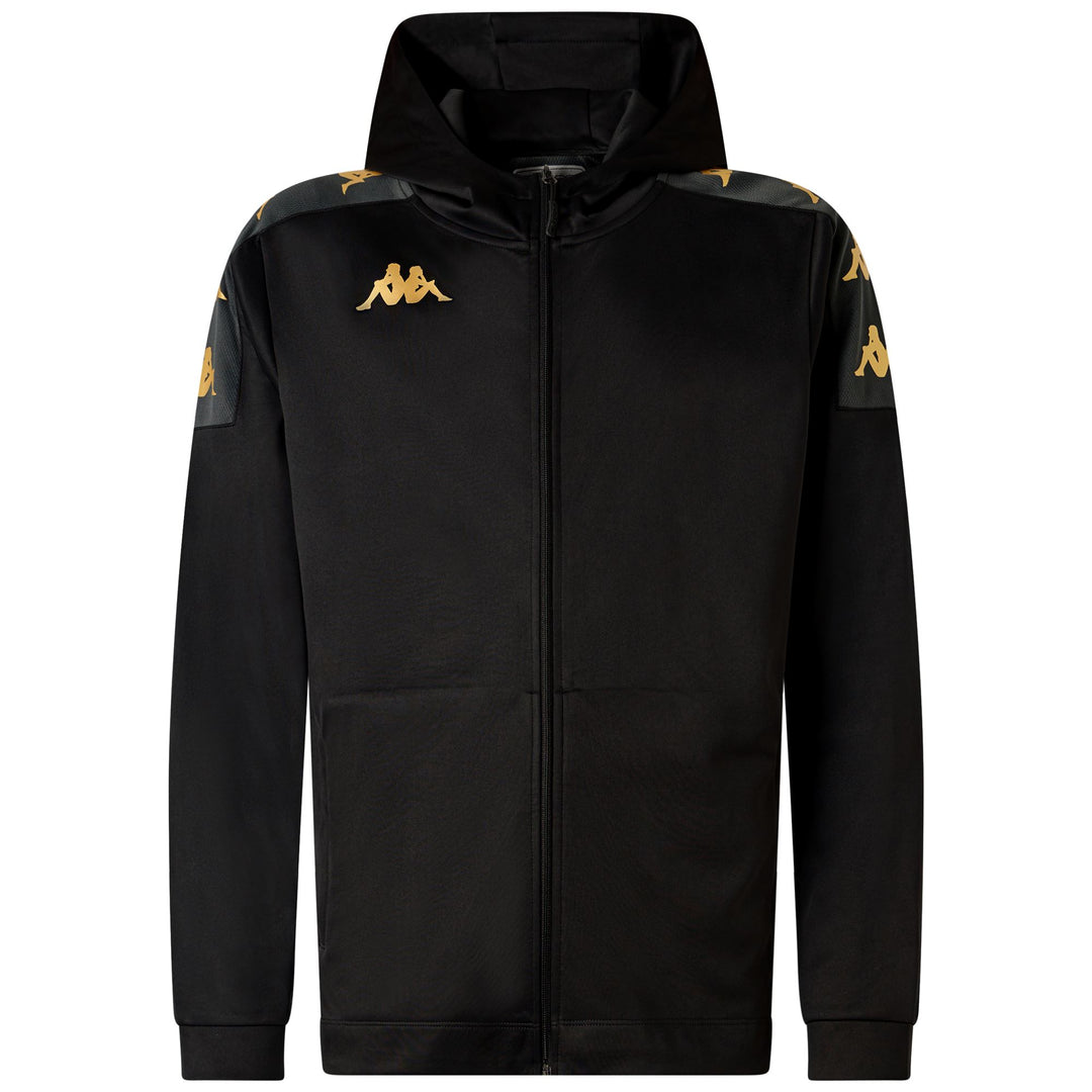 Black Grey Men's Football Fleece Hoodie with Full Zip main