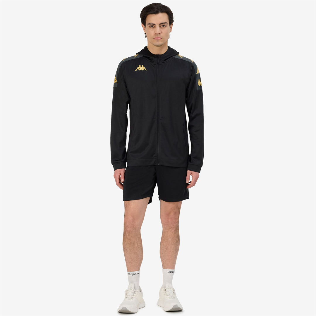 Black Grey Men's Football Fleece Hoodie with Full Zip 01