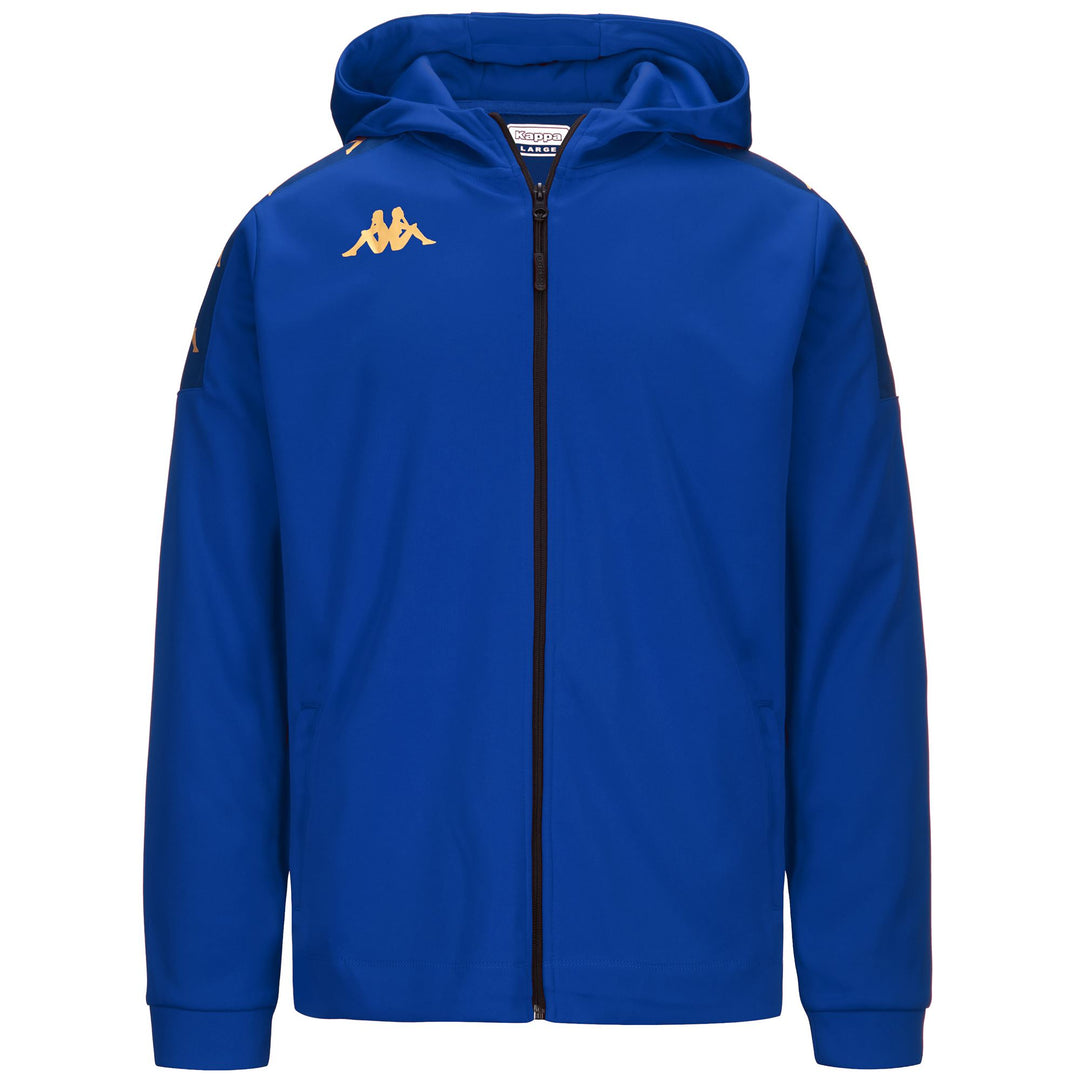 Sweat à capuche zippé bleu pour homme, coupe ajustée, style football, en tissu contrecollé 01