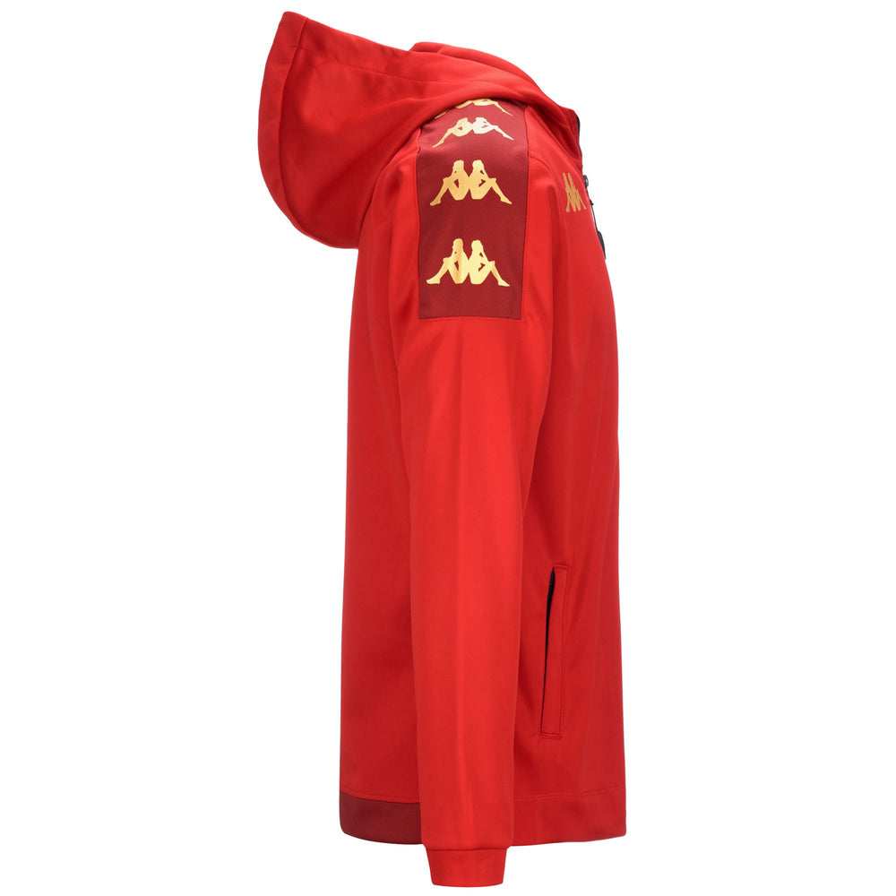 Red Men's Slim Fit Football Fleece Hoodie with Full Zip Opening 02