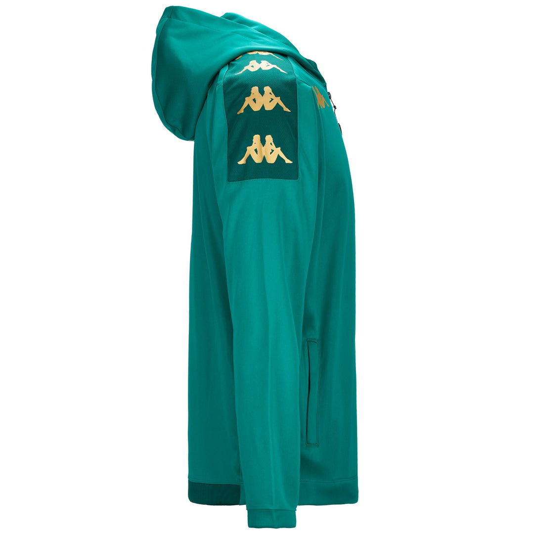 Sweat à capuche zippé vert pour homme, coupe ajustée, style football main