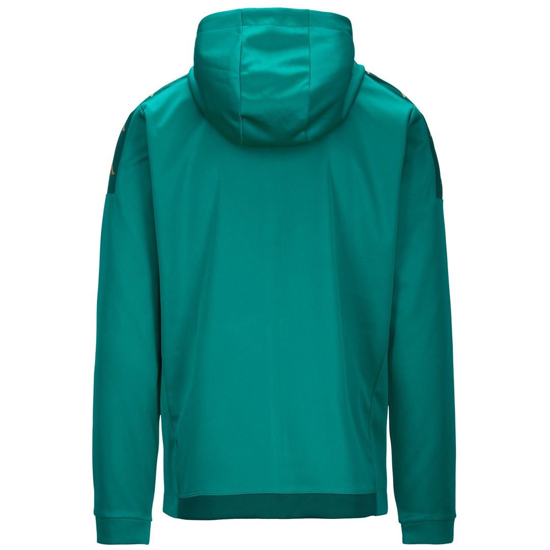 Sweat à capuche zippé vert pour homme, coupe ajustée, style football main