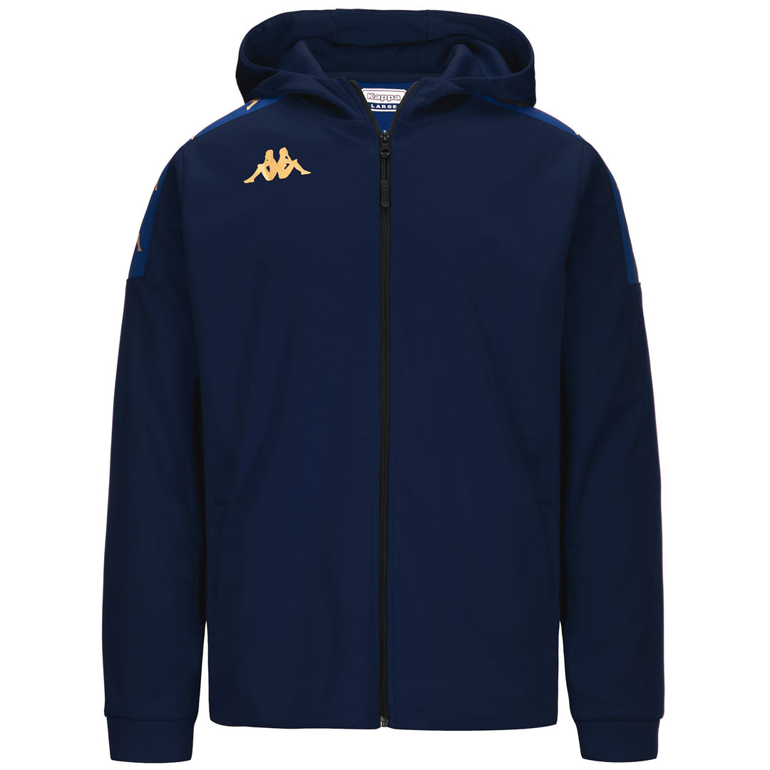 Cobalt blue Men's Football Fleece Hoodie with Full Zip 01
