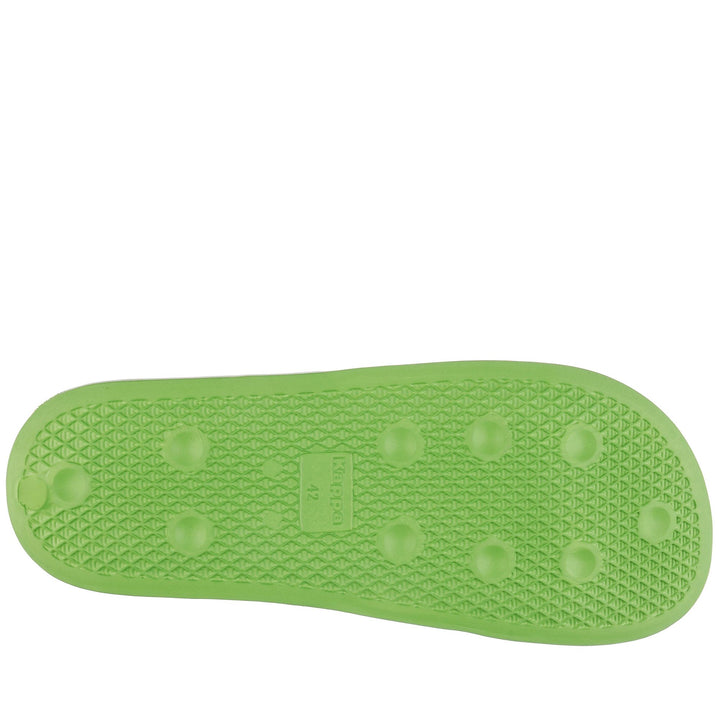 Flip-Flops Man LOGO NOLES 6 Stripe GREEN-BEIGE Dressed Front (jpg Rgb)	