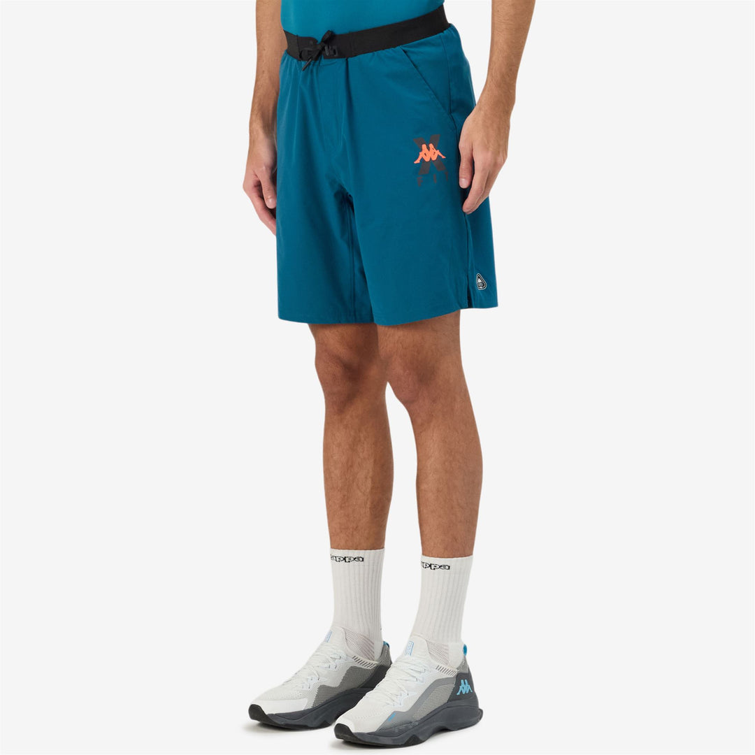 Short de sport bleu pour homme, coupe classique, en tissu tissé et ripstop main