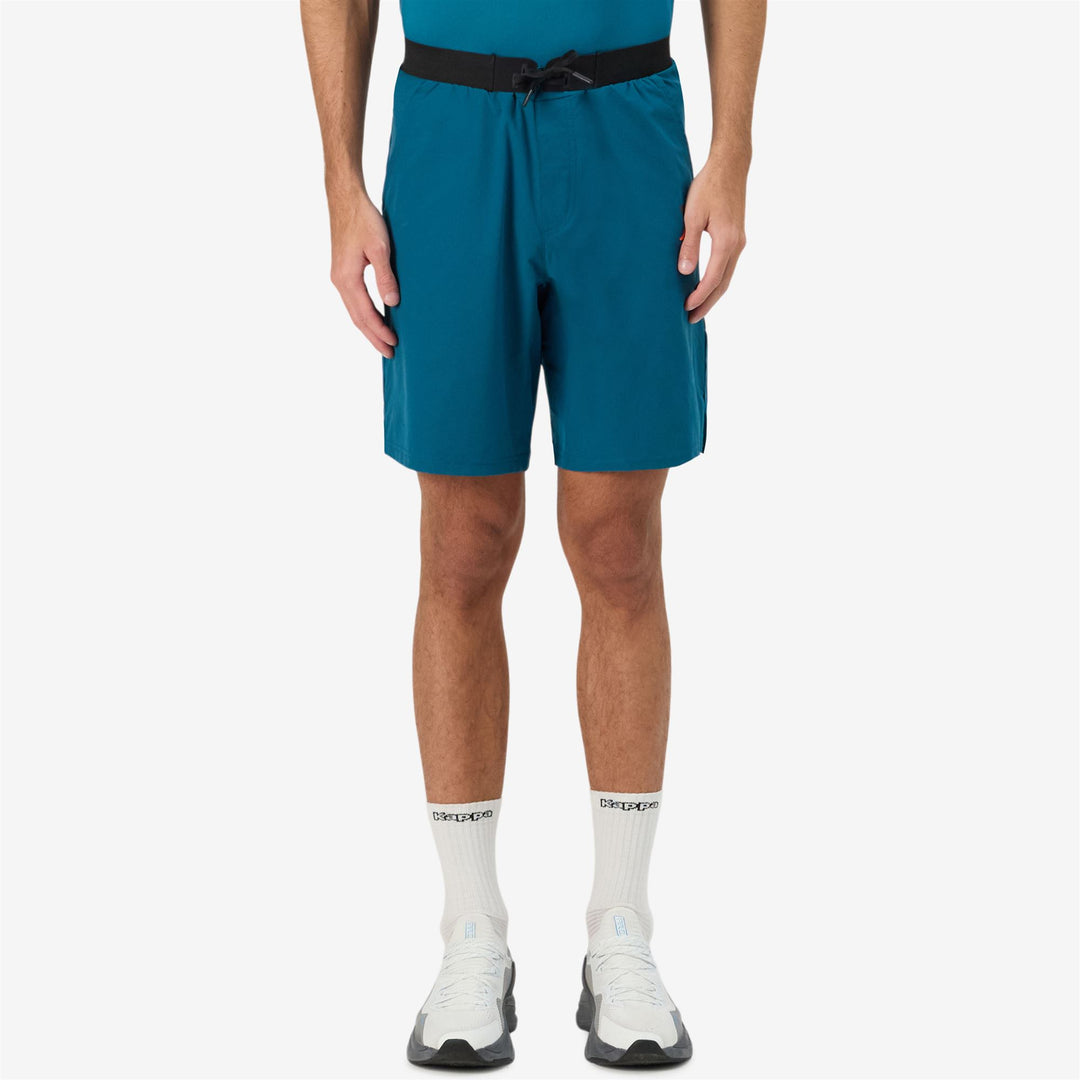 Pantaloncini sportivi da uomo blu vestibilità regular in tessuto intrecciato e ripstop main