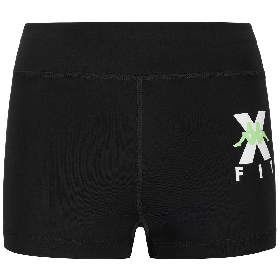 Pantaloni Corti Sportivi Donna Neri e Verdi con Design Slim Fit 01