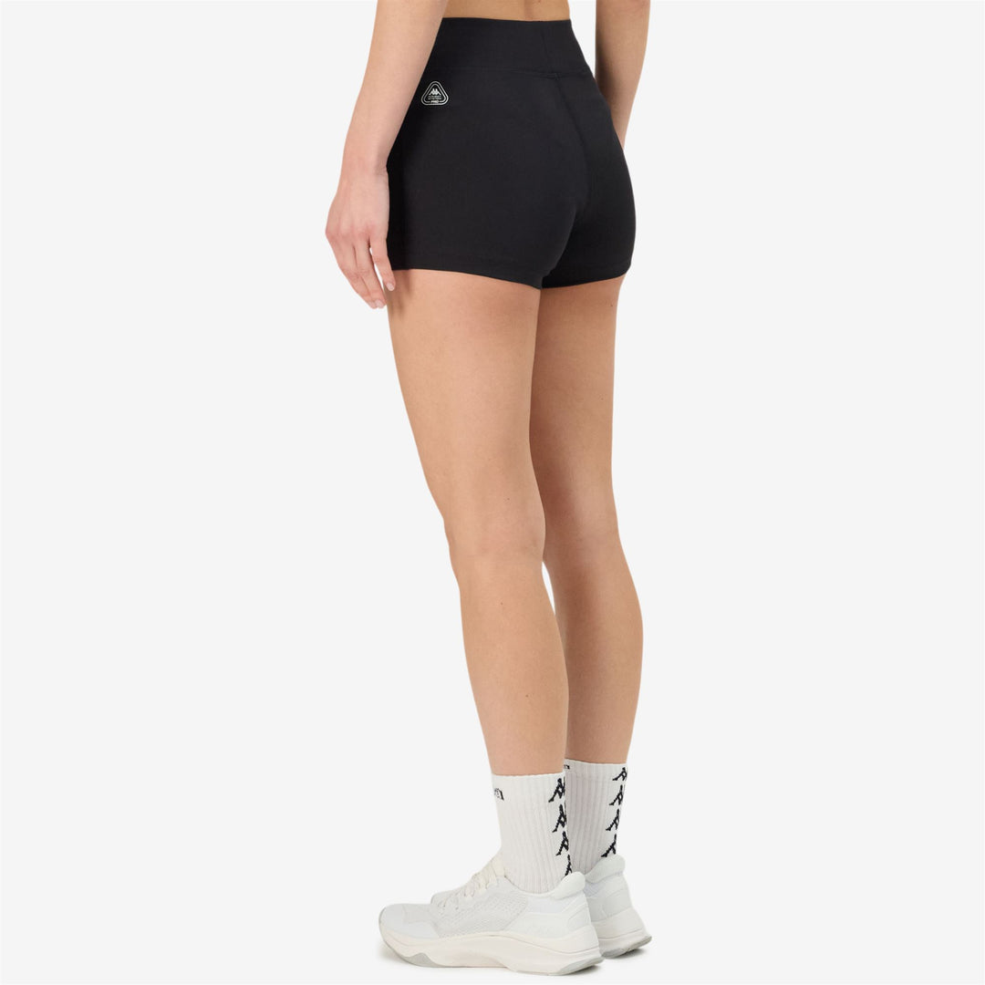 Short de sport moulant noir pour femme en jersey extensible main