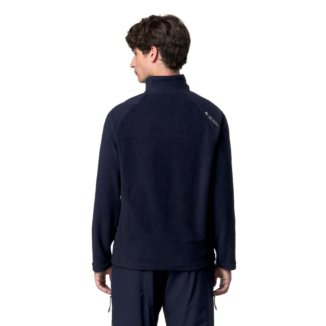 Pull polaire thermique unisexe bleu à demi-zip et coupe ajustée main