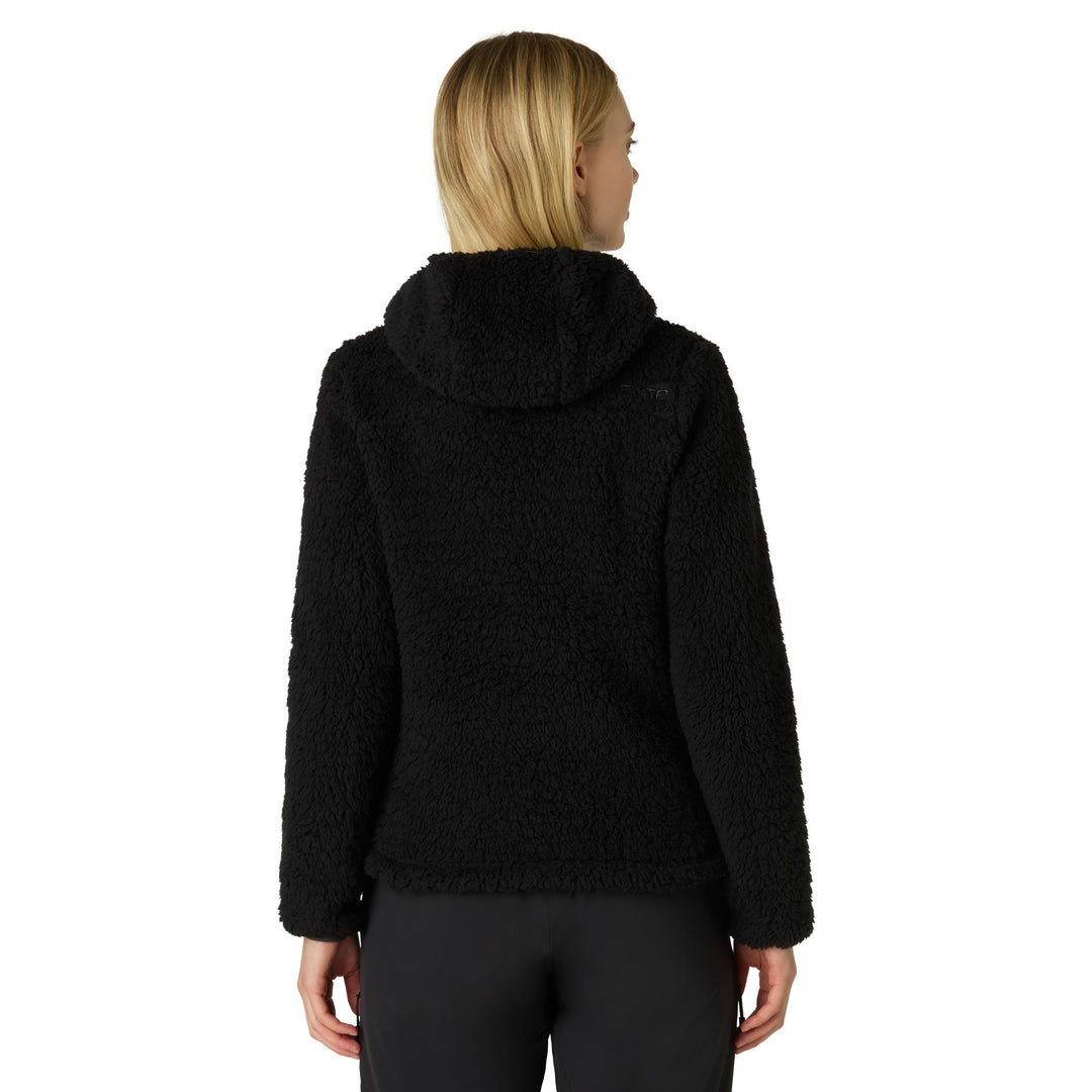 Sweat à capuche polaire noir pour femme, coupe ajustée, idéal pour le ski main