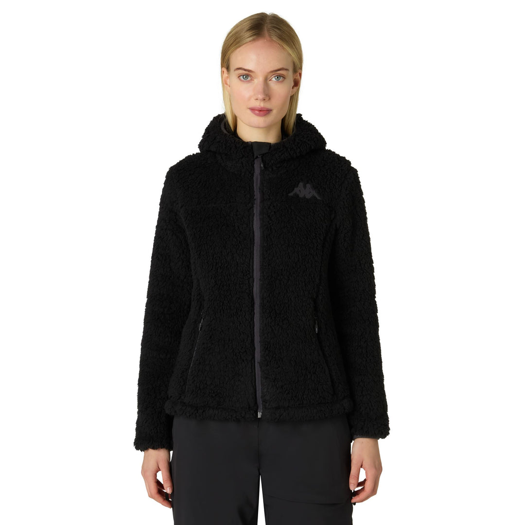Black Women's Slim Fit Fleece Hoodie for Skiing 01