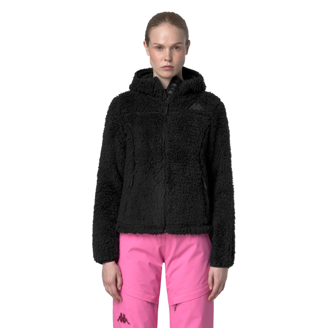 Black Women's Slim Fit Sherpa Fleece Jacket 01