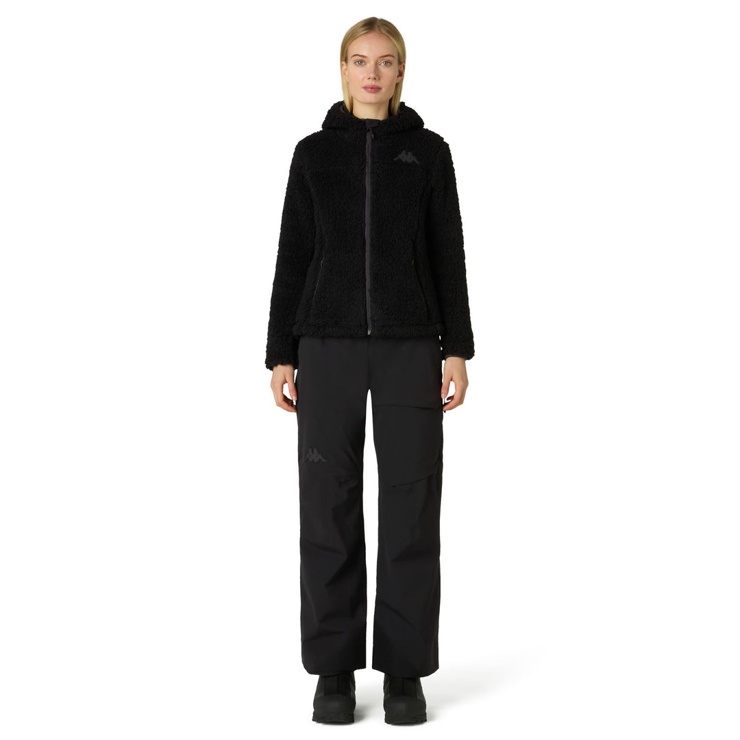 Felpa con cappuccio in pile slim fit nera da donna per lo sci main