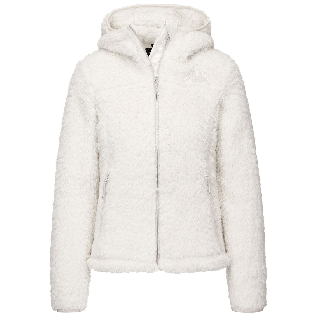 Giacca bianca in pile Sherpa slim fit con cappuccio da donna main