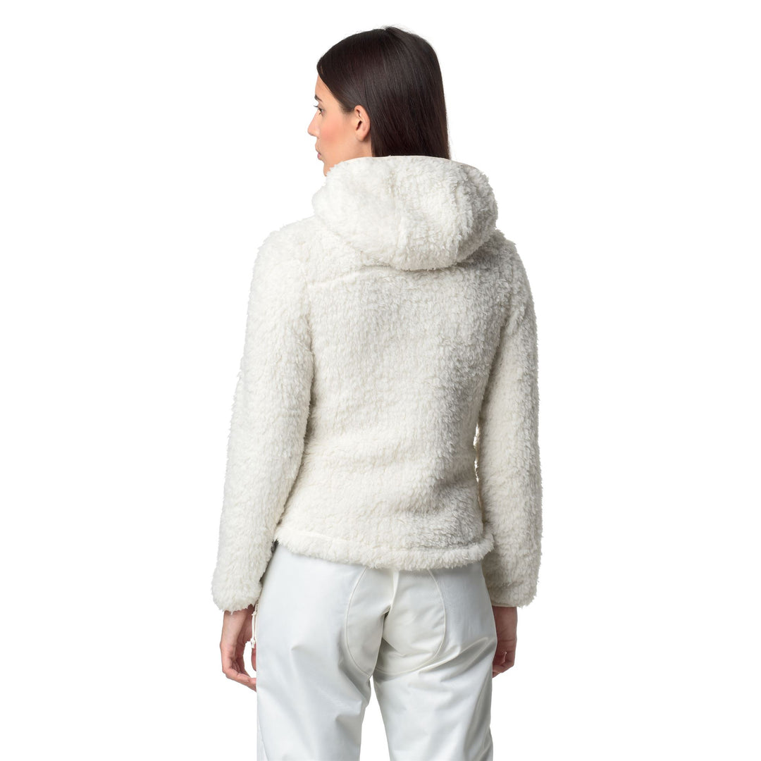 Giacca bianca in pile Sherpa slim fit con cappuccio da donna main