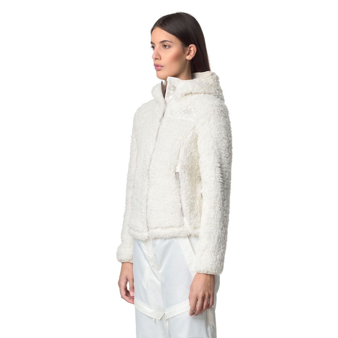 Giacca bianca in pile Sherpa slim fit con cappuccio da donna main