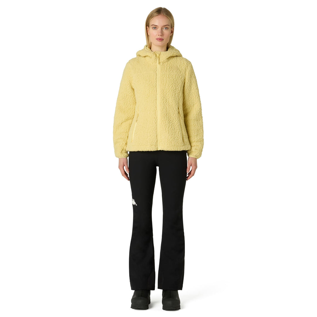 Yellow Women's Slim Fit Fleece Hoodie with Zippered Pockets main