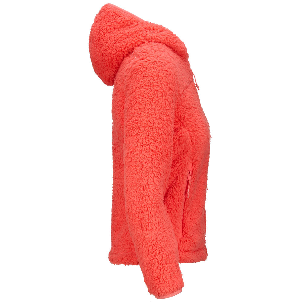 Pink Orange Women's Slim Fit Fleece Ski Jacket with Hood 02