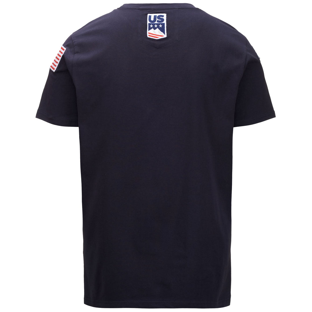 T-shirt de ski unisexe bleu, coupe ajustée, avec logo de l'équipe brodé main