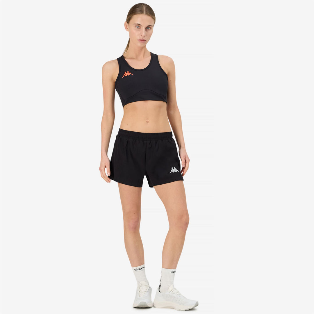 Pantalones cortos deportivos negros para mujer con malla interior main